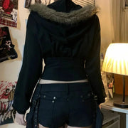 Dark Solid Zipper Pockets Jackets Casual Turn-Down Collar Long Sleeve Coats Women 2024 Autumn Winter Fashion Streetwear Brodster Market