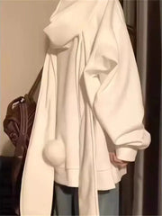 2025 Autumn Kawaii Bunny Big Extra Ears Hoodie Long Sleeve Hooded Sweatshirt Y2K Style Fashion Rabbit Oversized Zip-up Hoodies Brodster Market