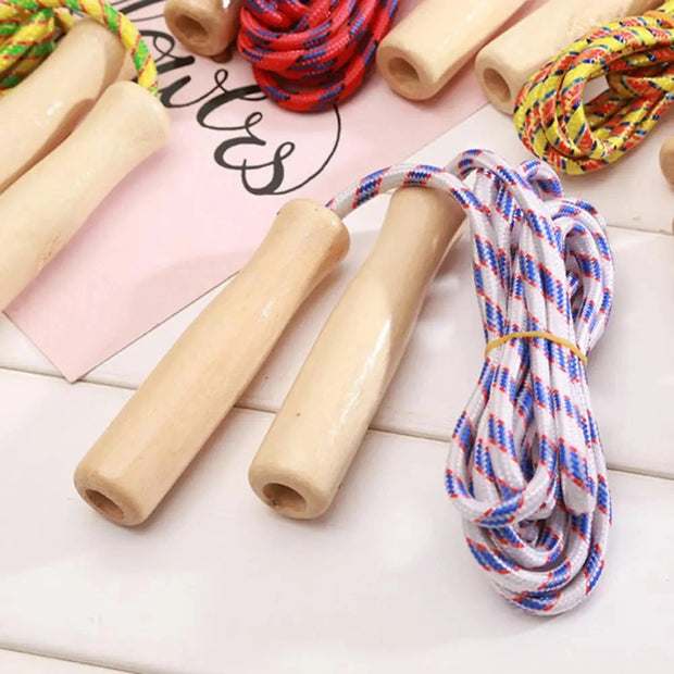 Kids Student Skipping Rope Wooden Handle Colorful Braiding Rope Men Women Skipping Rope Boys Girls Fitness Training Jump Ropes Brodster Market